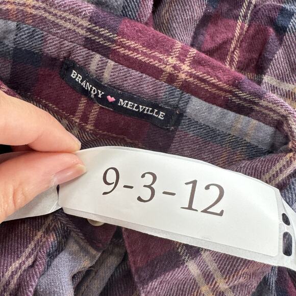 Brandy Melville Shirt Womens Small Red Plaid Flannel Button Up 100% Cotton - Picture 3 of 6